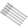 Uxcell 5 Pcs 4mm Slotted Tip Magnetic Flat Head Screwdriver Bits 1 4 Inch Hex Shank 4-inch Length S2 Power Tool