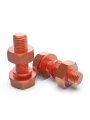 Hscrstar M8x60mm 2sets T2 Pure Copper Hexagonal Screw Bolt Nut Washer Conductive Red