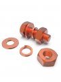 Hscrstar M8x60mm 2sets T2 Pure Copper Hexagonal Screw Bolt Nut Washer Conductive Red