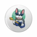 Bulldog Guitarist Double Sided Stainless Steel Keychain 3d Resin Encased Round Design For Keys Backpack And Luggage 1 25 In 