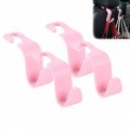 Amooca Car Seat Headrest Hook 4 Pack Hanger Storage Organizer Universal For Handbag Purse Coat Fit Vehicle Pink Checkered With 