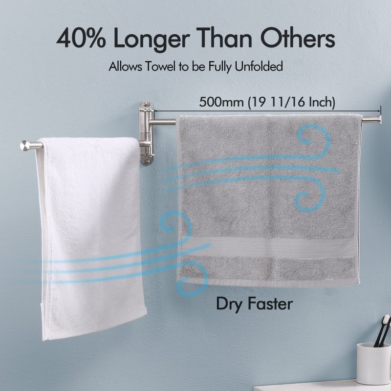 Kes 19 5-inch Bathroom Towel Rack Swivel 2-arm Swing Out Double Bar Wall Mounted Sus304 Stainless Steel Brushed Finish