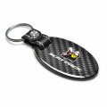 Ipick Image Compatible With Dodge Scat-pack Real Carbon Fiber Large Oval Shape Black Leather Strap Key Chain