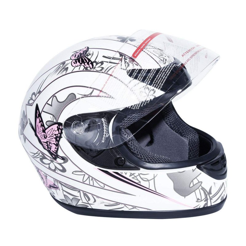 Dot Adult Motorcycle Flip Up Full Face Helmet Street Dirt Bike Atv Helmets White Pink Butterfly Small