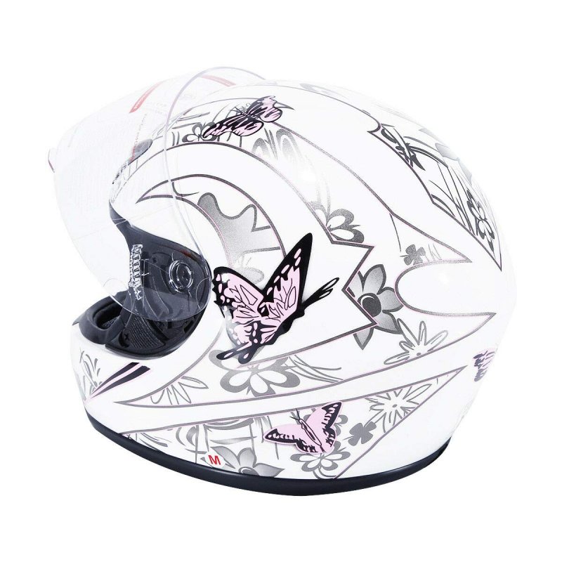 Dot Adult Motorcycle Flip Up Full Face Helmet Street Dirt Bike Atv Helmets White Pink Butterfly Small