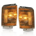 Hecasa Corner Lights For 1984-1986 Toyota 4runner Pickup Front Lamps W Bulbs Clear Lens Silvery Bezel Lh Rh