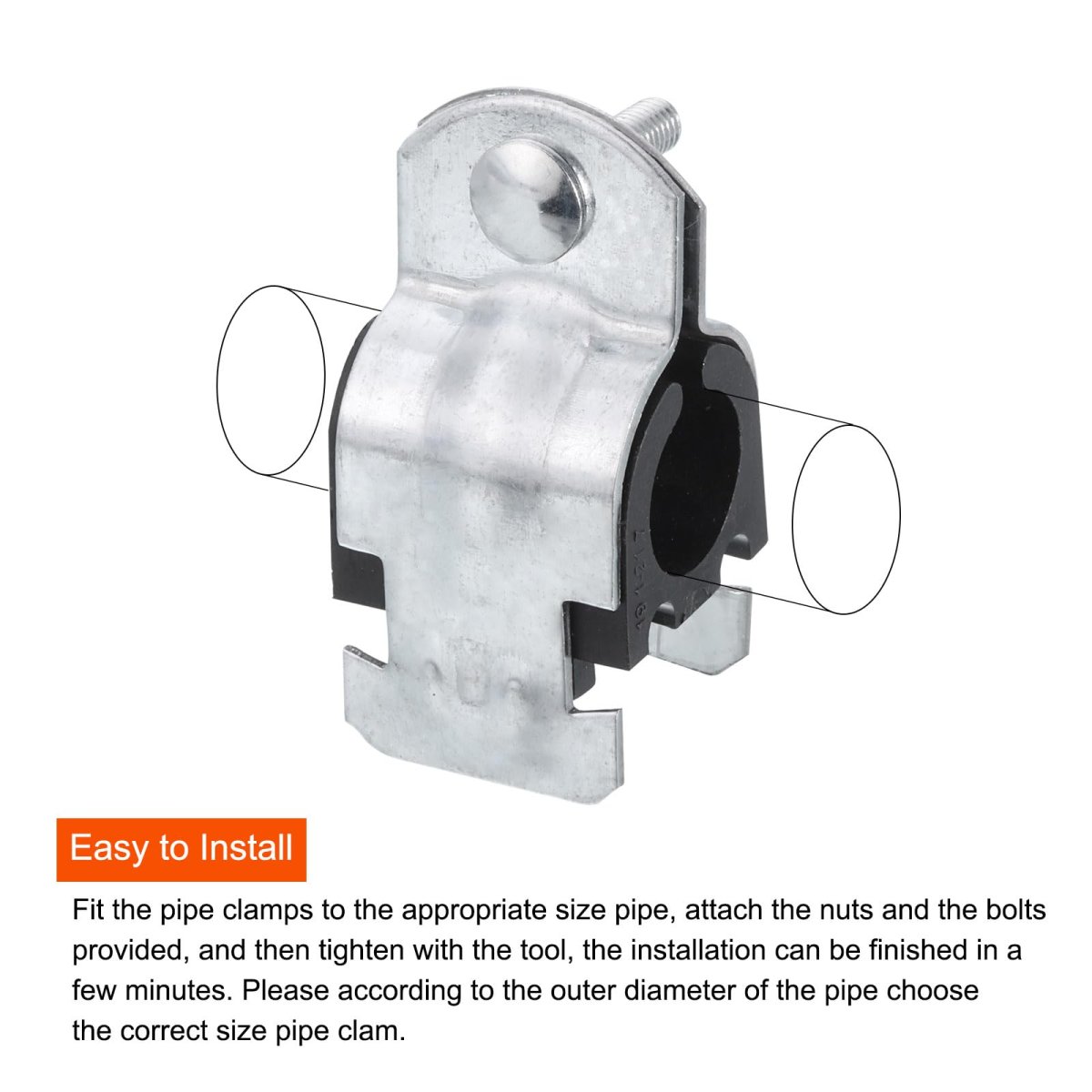 Rubber Cushion Strut Clamp 4 Piece Set 8 In Cushioned Rigid Steel Pipe For Mounting Pex Tubing To Channels Silver Industrial