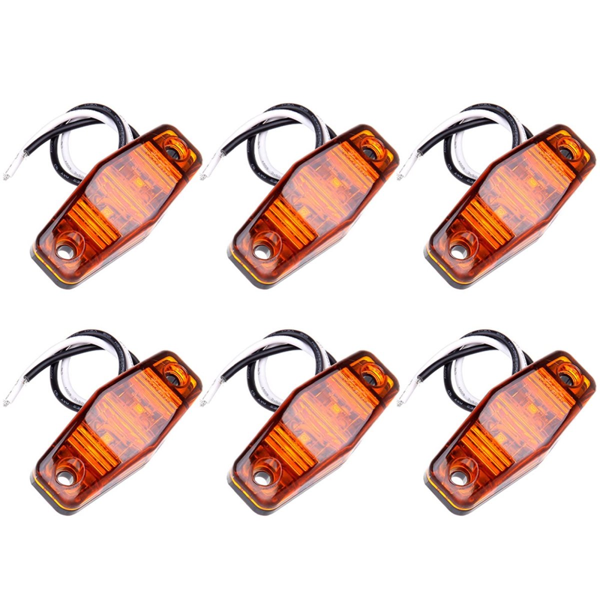 6 Pack 2 5 In Oval Trailer Led Side Marker Lights Amber Lens And Light Clearance Waterproof Surface Mount For Cab Roof