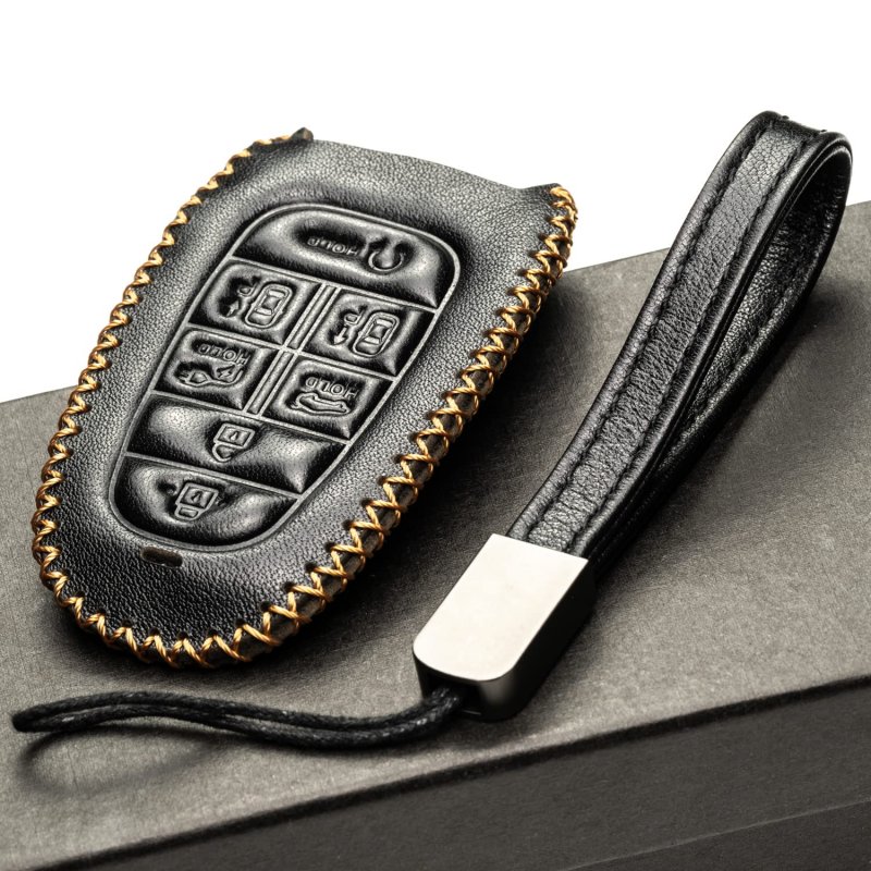 Vitodeco Genuine Leather Smart Key Fob Case Cover For Hyundai Ioniq 5 2022 8-button Black