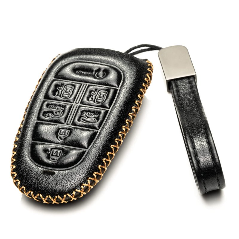 Vitodeco Genuine Leather Smart Key Fob Case Cover For Hyundai Ioniq 5 2022 8-button Black