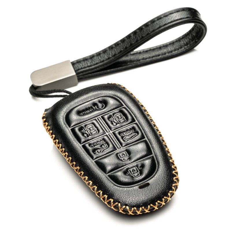 Vitodeco Genuine Leather Smart Key Fob Case Cover For Hyundai Ioniq 5 2022 8-button Black
