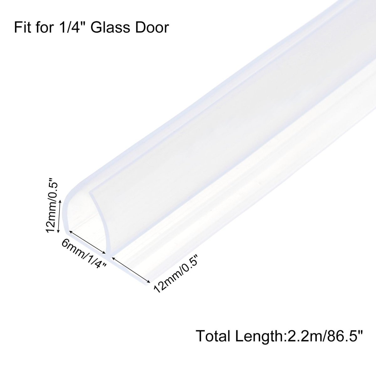 Shower Door Side Seal F-type Sweep For 1 4 Glass 86 5 Long Silicone Frameless Strip Stop Leaks Clear