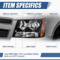 Auto Dynasty Gm2502263 Factory Style Halogen Headlight Assembly Compatible With Chevy Avalanche Suburban Tahoe 2007-2014 Driver