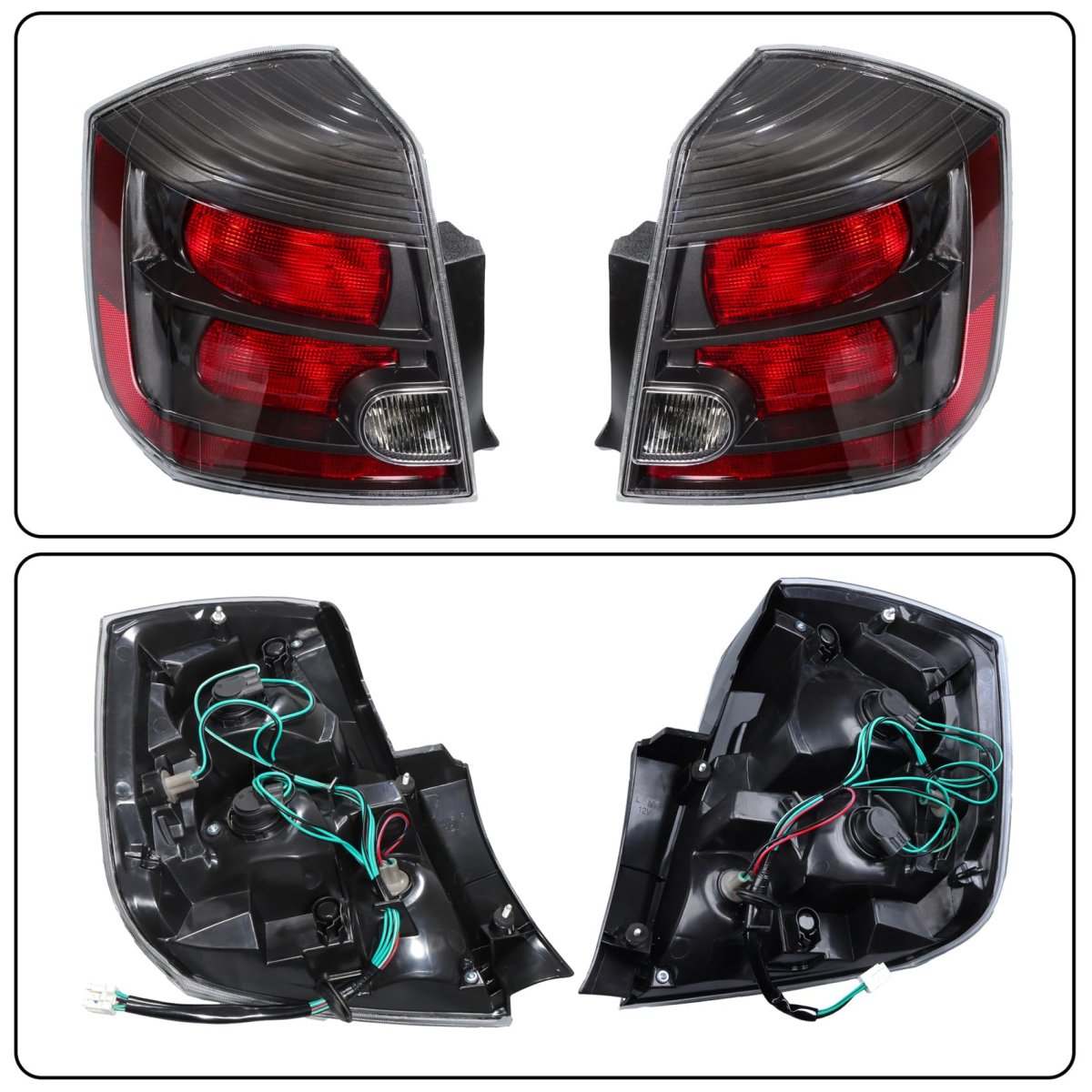Passenger And Driver Side Tail Light Replacement For Nissan Sentra 2010-2012 Rear Lamp Assembly Black Housing Ni2800188