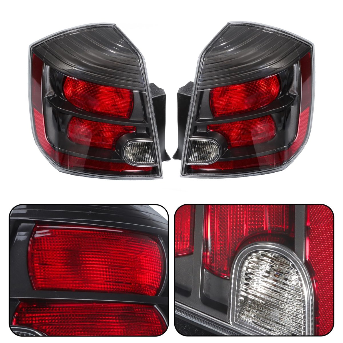 Passenger And Driver Side Tail Light Replacement For Nissan Sentra 2010-2012 Rear Lamp Assembly Black Housing Ni2800188