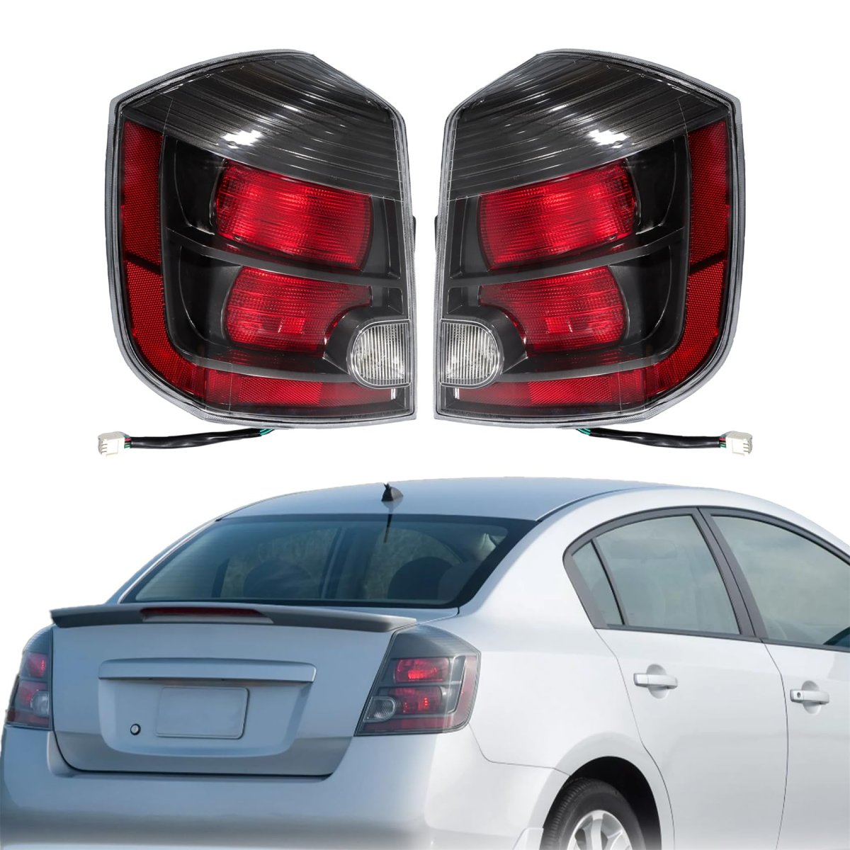 Passenger And Driver Side Tail Light Replacement For Nissan Sentra 2010-2012 Rear Lamp Assembly Black Housing Ni2800188