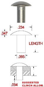 An455-a3-2 3 32 Diameter X 1 8 Length Solid100f Aluminum Brazier Head Rivet Plain Finish Pack Of 1 Lb Approximately 5 000