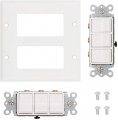 Baomain 2-decora Traditional Single Pole Triple Rocker Switch With Ground Screw 120 Vac 15 A 2-gang Wall Plate Size 4 50 X 57