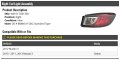 Right Passenger Side Tail Light Assembly Standard Type Compatible With 2010-2013 Mazda 3 Also Fits 2012 Hatchback Model