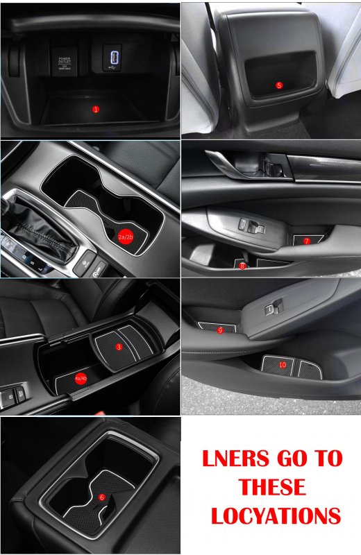 17pcs Anti-dust Mats For Honda Accord Accessories 2018 2019 2020 2021 2022 Interior Car Cup Holder Inserts Center Console Liner