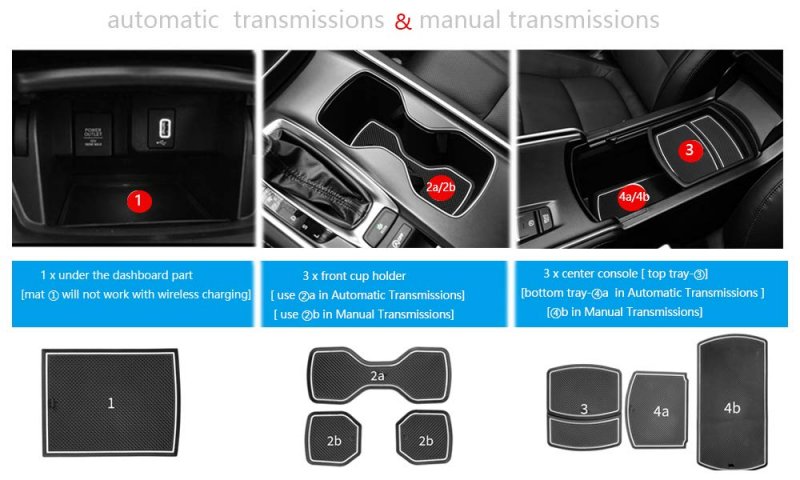17pcs Anti-dust Mats For Honda Accord Accessories 2018 2019 2020 2021 2022 Interior Car Cup Holder Inserts Center Console Liner