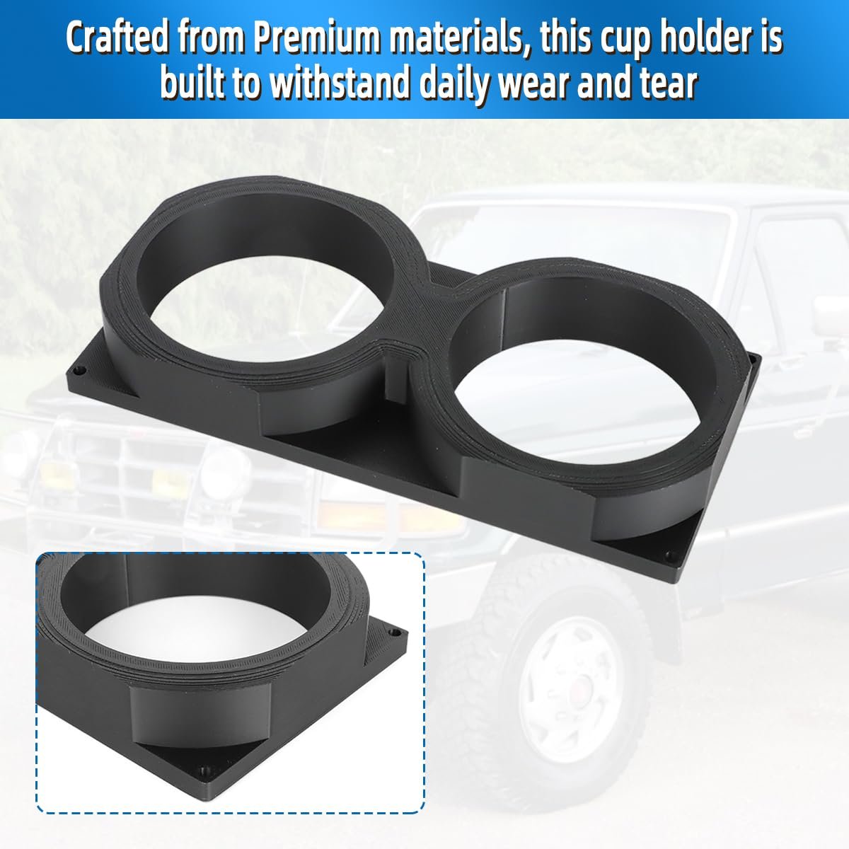 Ford Dual Cup Holder For 1992-1997 Obs F250 F350 Center Console Black