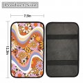 Polero Abstract Hippie Flower Car Armrest Cover For Women 70s 80s 90s Groovy Floral Center Console Box Pad Retro Swirl Wavy
