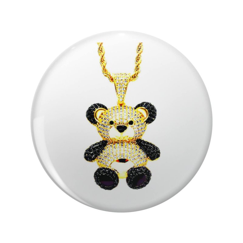 1080 Graphics Panda With Chains Key Chain Double Sided Stainless Steel Keychain