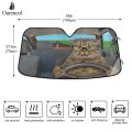 Oarencol Funny Cat Driving Car Windshield Sun Shade Foldable Uv Ray Visor Protector Sunshade To Keep Your Vehicle Cool 55 X 27