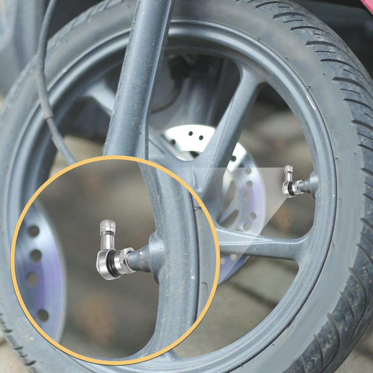 Pair Silver Tone Aluminum Alloy 90 Degree Universal Motorcycle Wheel Rim Vacuum Tire Valve Stems Caps 11 3mm
