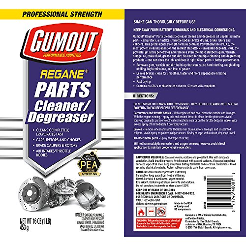 Gumout 540001 Regane Parts Cleaner And Degreaser 15 Oz