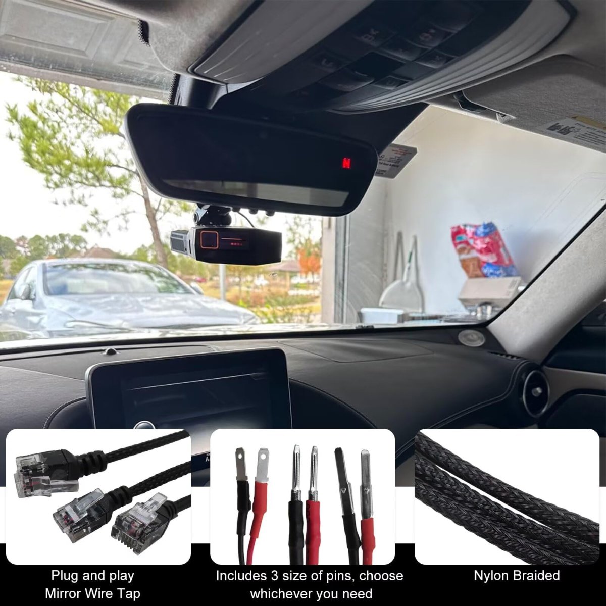 Upgrade 16 5 Mirror Plug Wire Tap Radar Detector Hardwire Power Cord Kit With Inline Fuse Mount Rj11 For Escort Valentine One