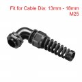 Uxcell M25 Cable Gland 90 Degree Waterproof Ip68 Nylon Joint Adjustable Locknut With Strain Relief For 13mm-18mm Dia Wire 2 Pcs