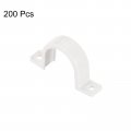 Uxcell Pvc Pipe Straps 200pcs 25mm 1 Conduit Clamp Clip Two Hole Plastic For Pipes Cables