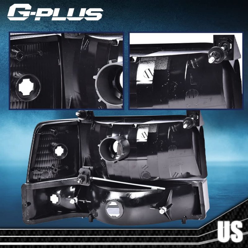 Headlight Assembly For 92-96 Bronco Ford F150 F350 Compatible On 97 9th Generation Old Body Style Only Halogen Model Headlights