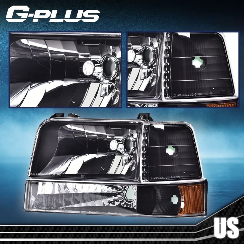 Headlight Assembly For 92-96 Bronco Ford F150 F350 Compatible On 97 9th Generation Old Body Style Only Halogen Model Headlights