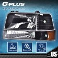 Headlight Assembly For 92-96 Bronco Ford F150 F350 Compatible On 97 9th Generation Old Body Style Only Halogen Model Headlights