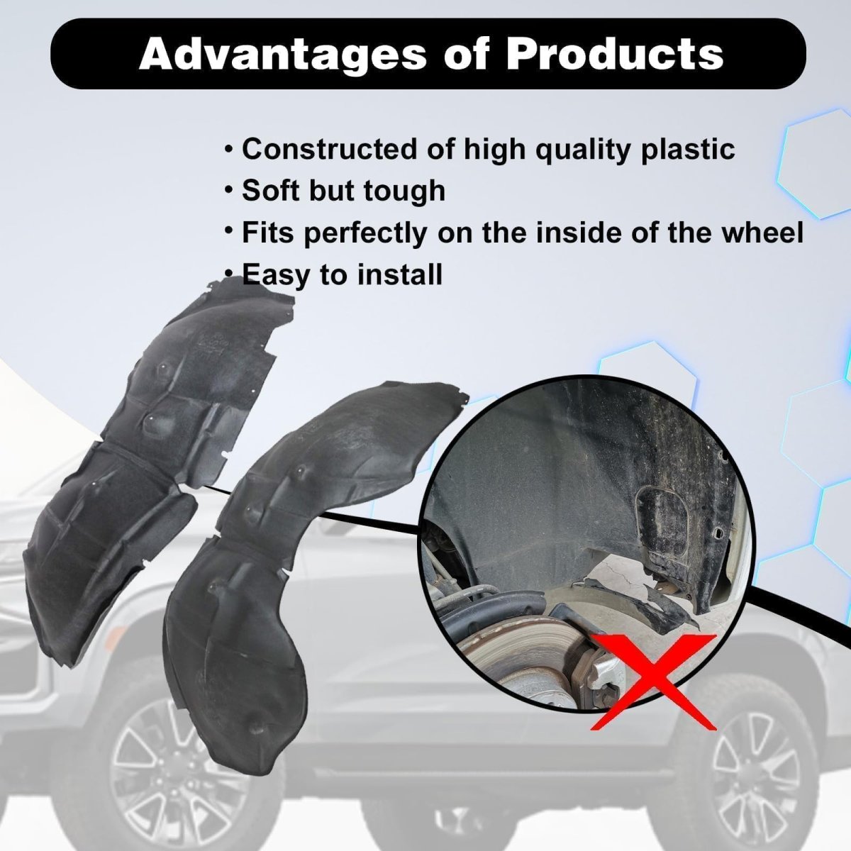2pcs Front Fender Liners Left Right For Chevrolet Suburban Tahoe 2021 2022 2023 2024 Replace 84856823 84856824