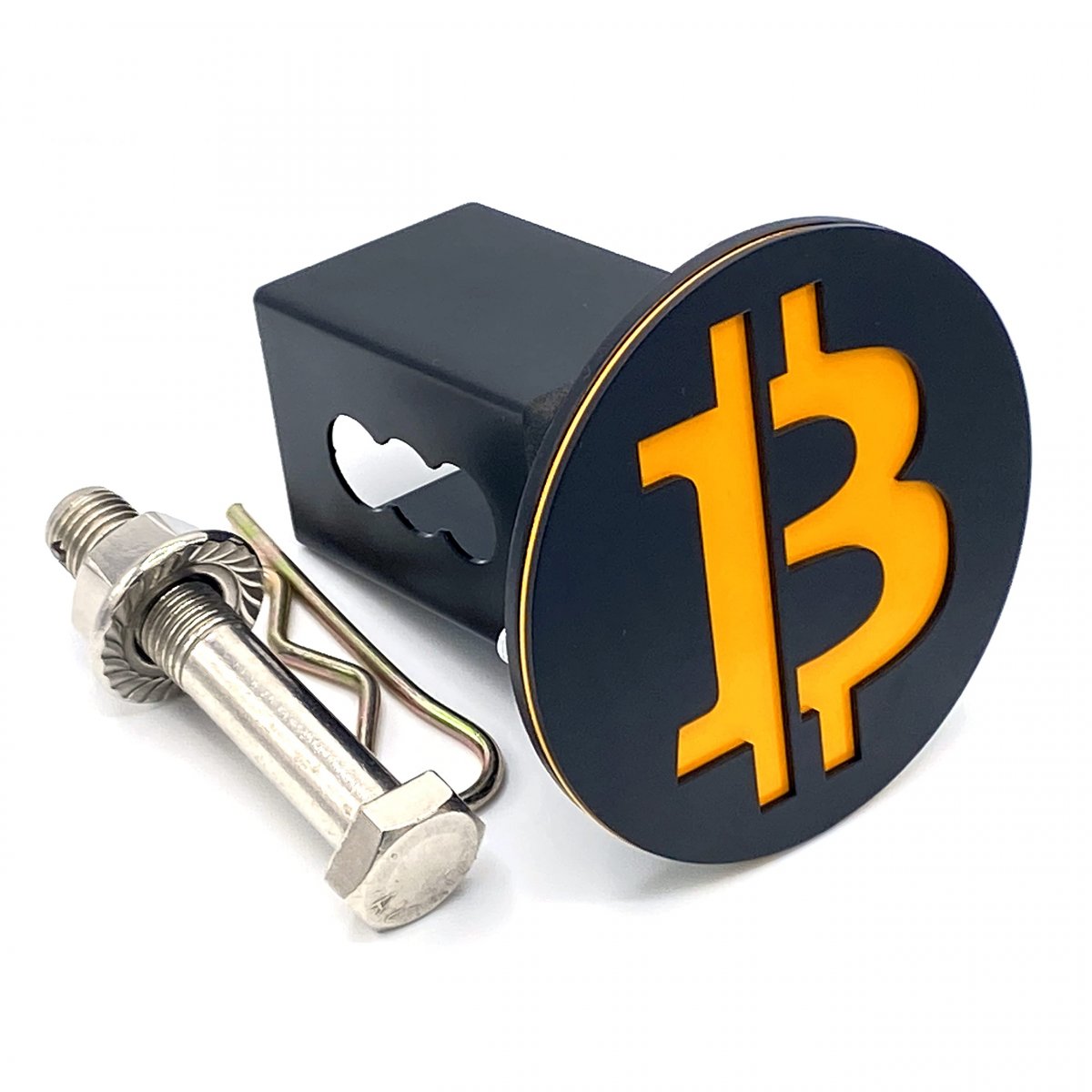 Tow Hitch Cover For 2 Receiver Truck Trailer Suv Heavy Duty Metal Black Silver Orange Blk Bitcoin