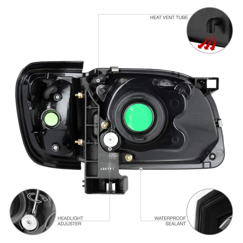 Led Strip Headlight Turn Signal Corner Lamp Assembly For 2001-2004 Toyota Tacoma Matte Black Housing Trim Driver And Passenger