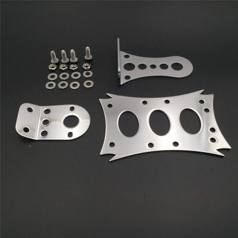 Chrome Horizontal Vertical Zigzag Mount License Plate Bracket With Oval Led Tail Brake Light For Motorcycle Atv Cruiser Bobber