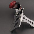 Chrome Horizontal Vertical Zigzag Mount License Plate Bracket With Oval Led Tail Brake Light For Motorcycle Atv Cruiser Bobber