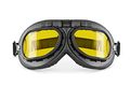Vintage Aviator Motorcycle Goggles Mat Black Anticrash Lenses By Bertoni Italy Af195 Yellow Lens 