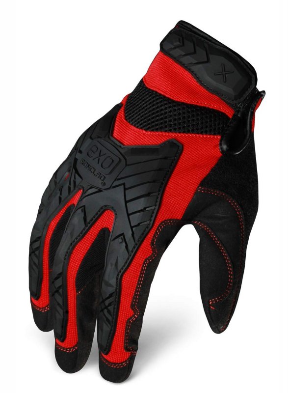 Exo Motor Impact Work Gloves With Tpr Protection And Anti Vibration Pads Small Black Red Exo2-migr-02-s