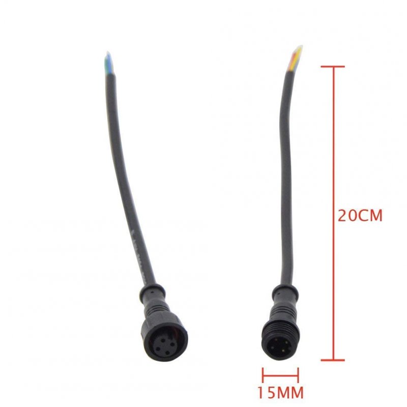 5 Pairs 4 Pin Led Electrical Connectors Waterproof Ip65 Extension Cable 0 2mm2 20cm Male And Female 15mm Nut 220v 3a For Lights