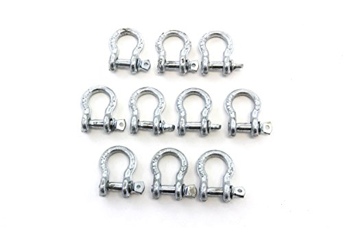 10 Galvanized Steel Bow Shackle Screw Pin Anchor 1 4 Inch Rigging Wll 1000 Lbs
