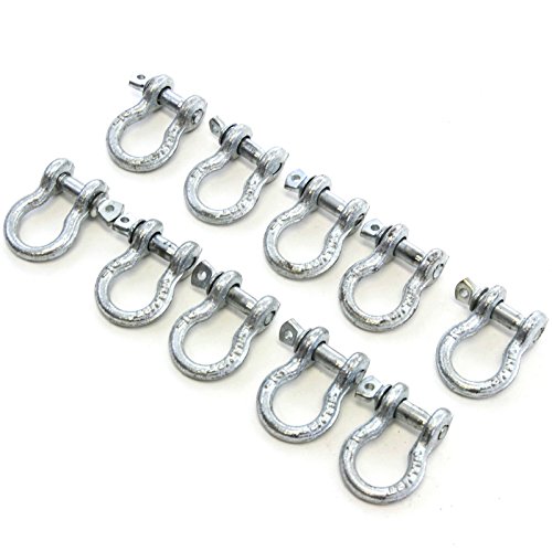 10 Galvanized Steel Bow Shackle Screw Pin Anchor 1 4 Inch Rigging Wll 1000 Lbs