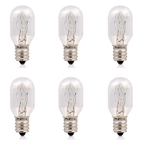 Himalayan Salt Lamp Bulbs 6 Pack E12 Candelabra Base 15 Watt Incandescent Replacement Light For Plug In Night T20 Globe Shape