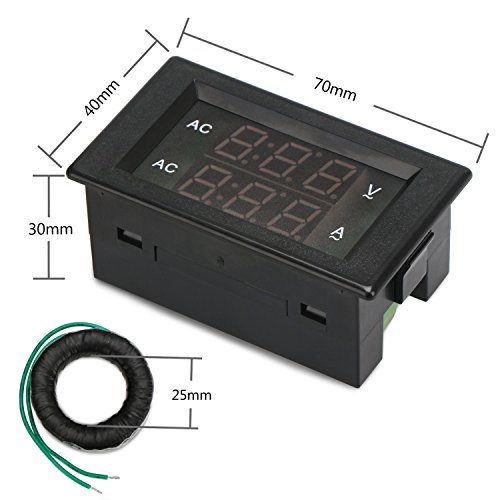 Drok 0 39a A Led 2in1 Multimeter Ac500v 200a Voltmeter Ammeter Ac Volts Meter Panel Gauge With Current Transformer Two-wires