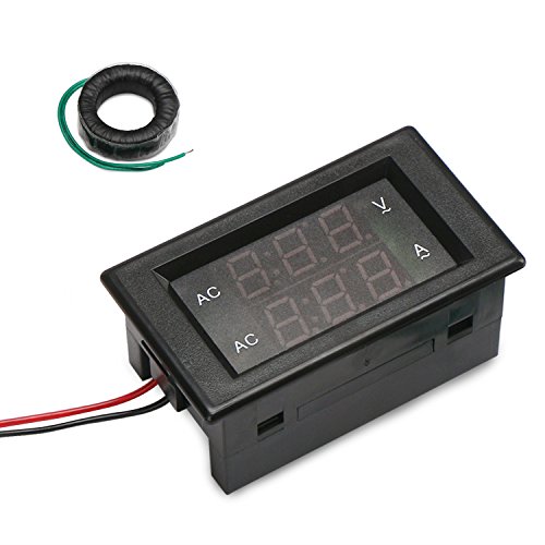 Drok 0 39a A Led 2in1 Multimeter Ac500v 200a Voltmeter Ammeter Ac Volts Meter Panel Gauge With Current Transformer Two-wires